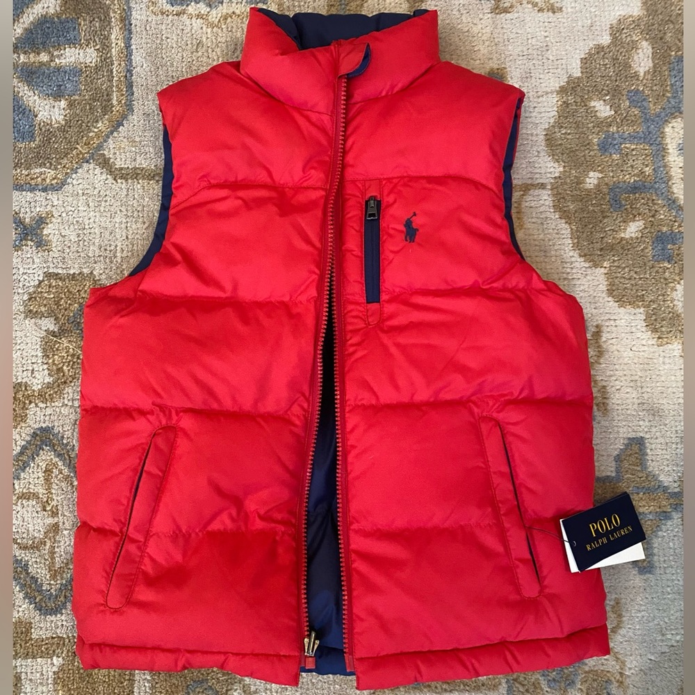 Boys Polo Down Puffer Reversible Vest NWT Size S (8)